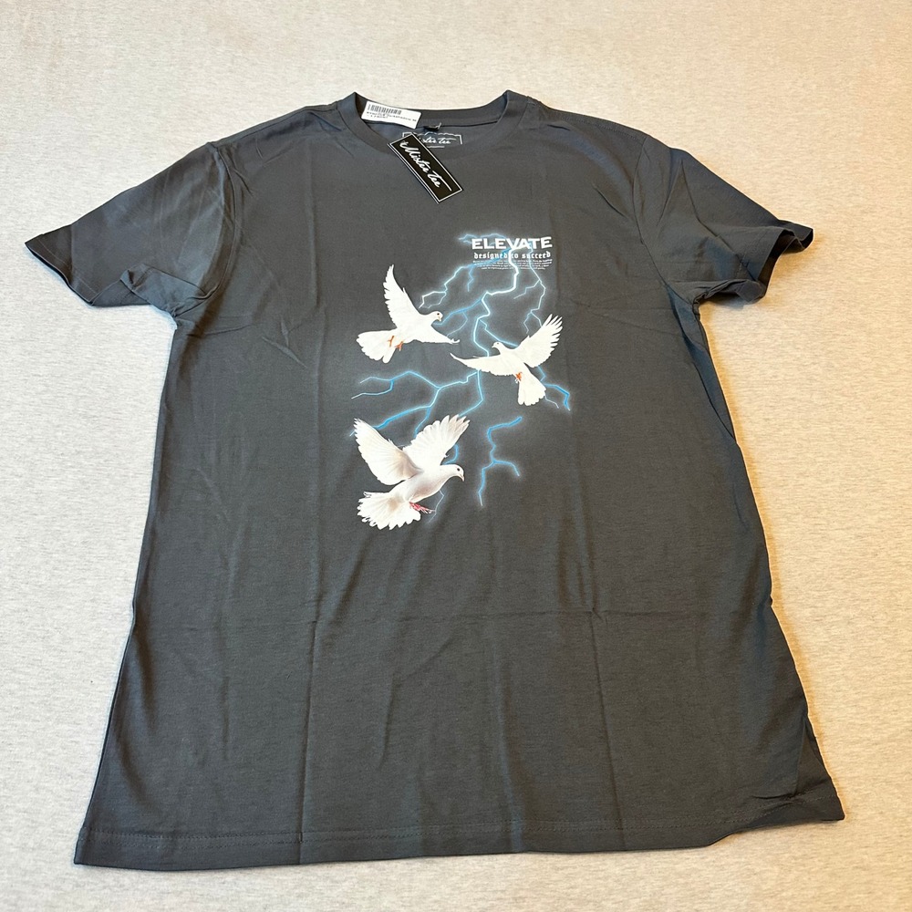Mister Tee Mens‎ Elevate Dove Lightning Graphic T-Shirt Darkshadow Grey MT2146 M